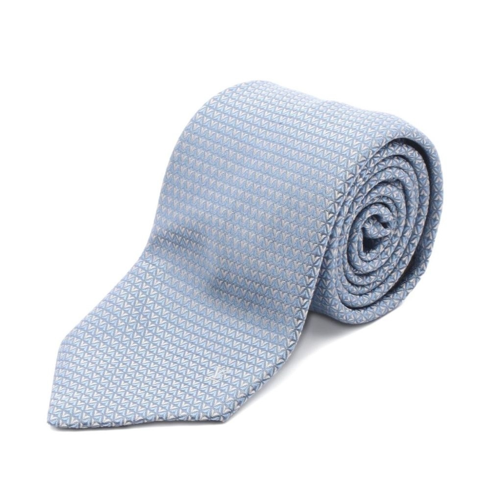 Louis Vuitton Paris Silk Tie – Blue Geometric Pattern (Made in Italy)